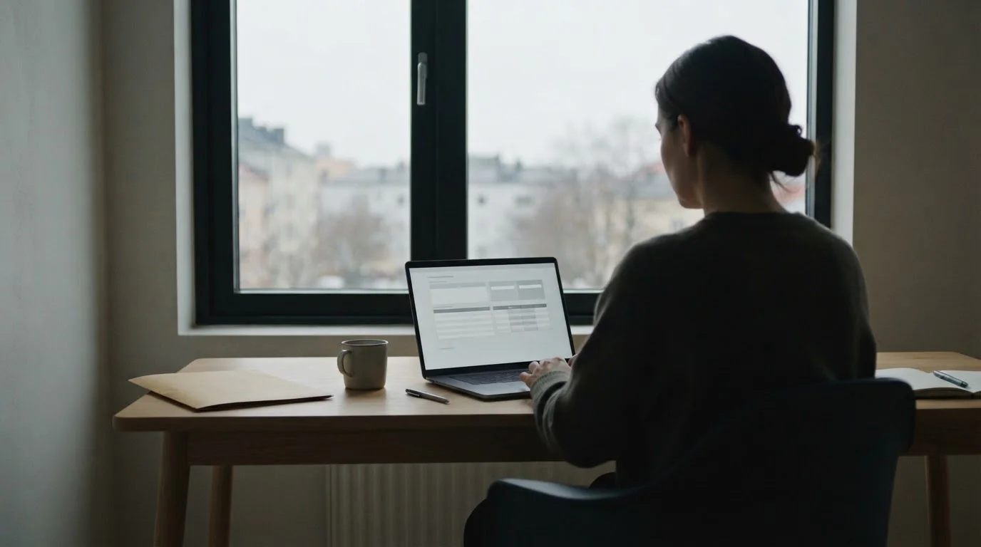 Silhouette einer Person vor einem Laptop mit neutraler Vergleichstabelle