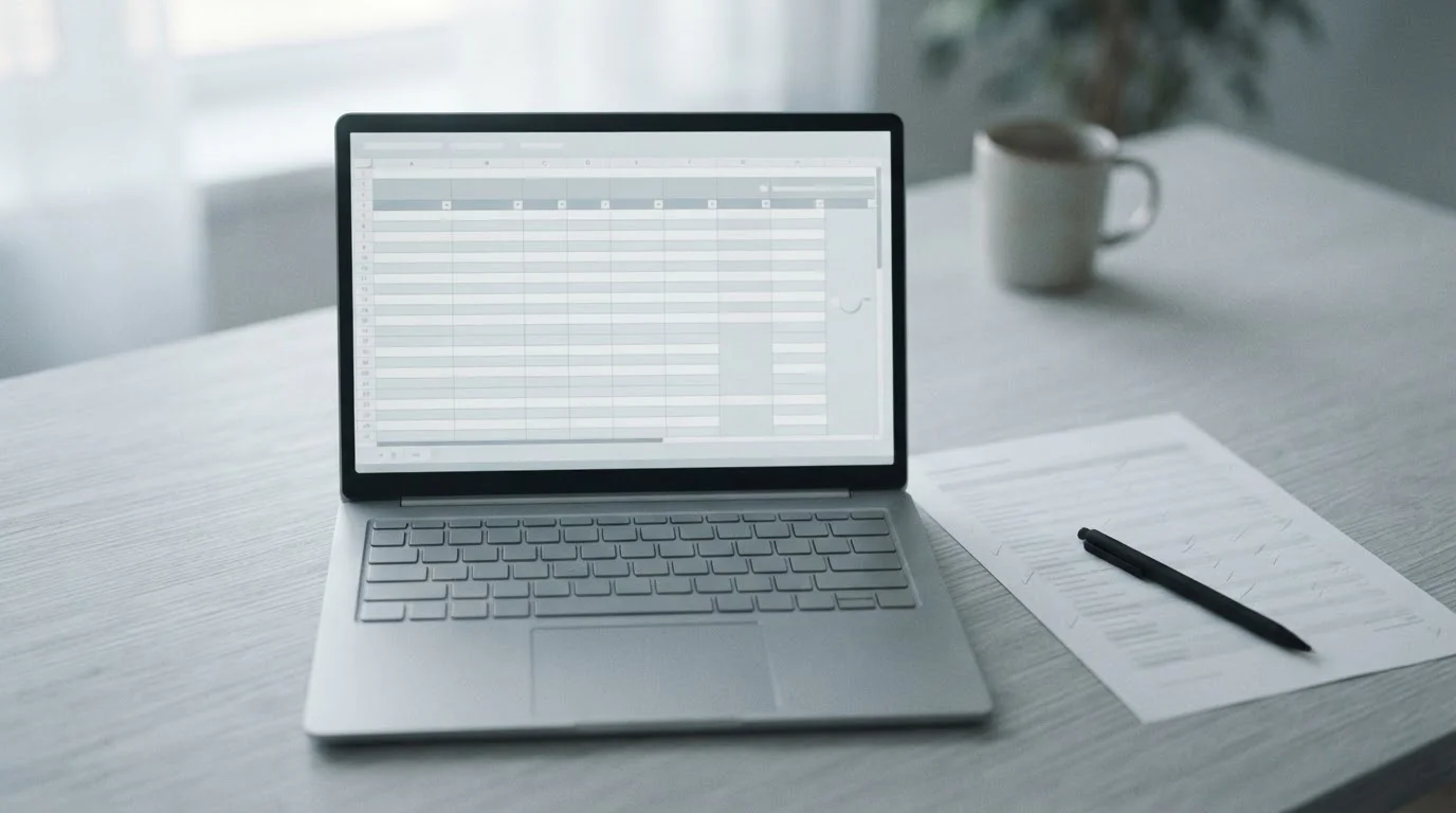 Neutrale Vergleichstabelle auf einem Laptopbildschirm