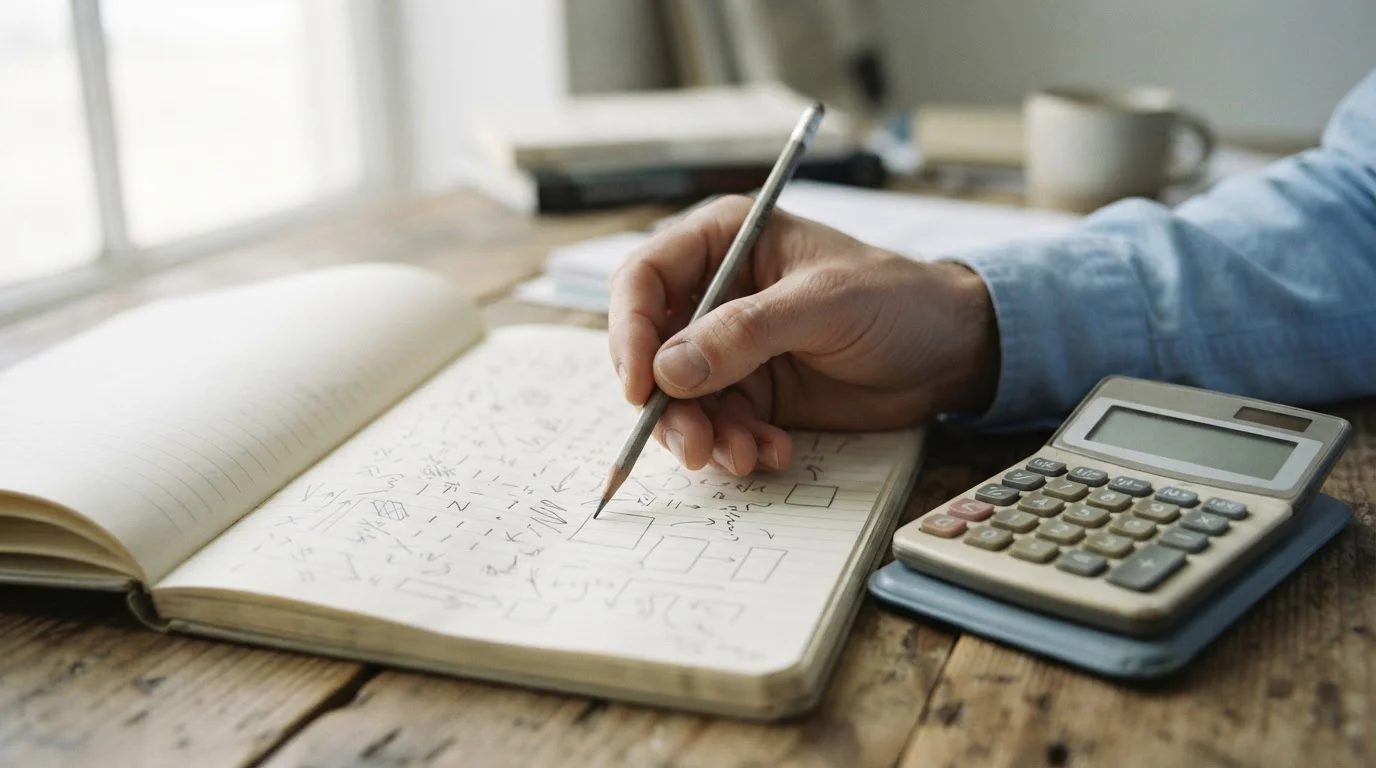 Handschriftliche Berechnung des tatsächlichen Werts von Freiwetten