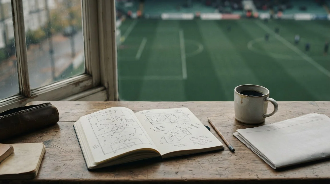 Redaktioneller Schreibtisch mit Notizen zu Bundesliga-Wetten und Quotenanalyse