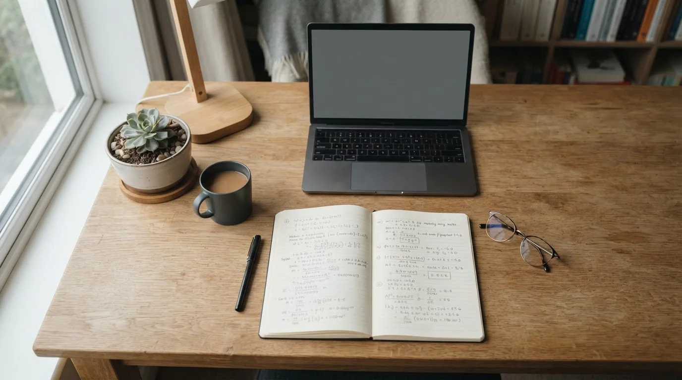 Schreibtisch mit Notizen und Laptop zur Analyse von Gratiswetten-Angeboten