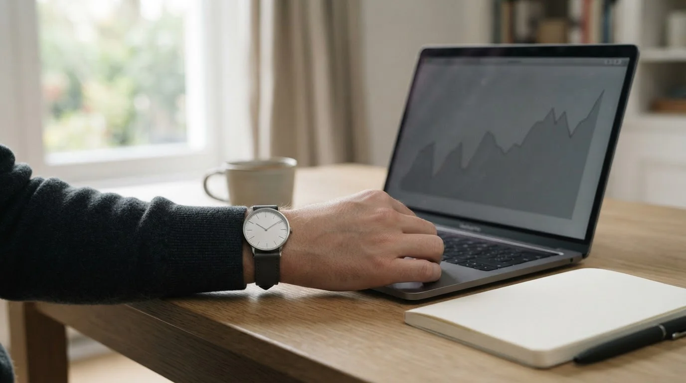 Armbanduhr und Laptop symbolisieren die Bedeutung des richtigen Zeitpunkts