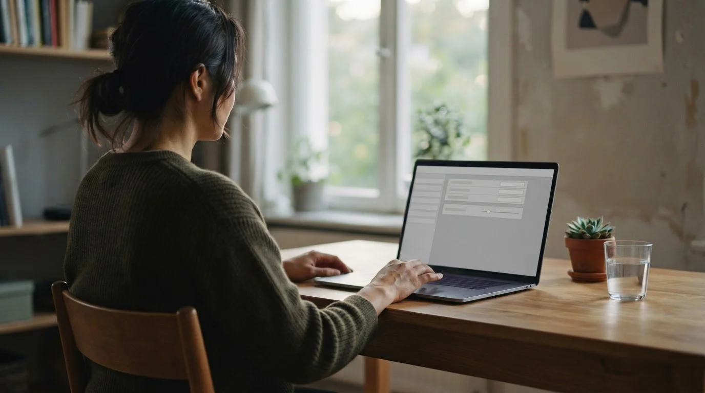 Person stellt an einem Laptop ein monatliches Einzahlungslimit ein