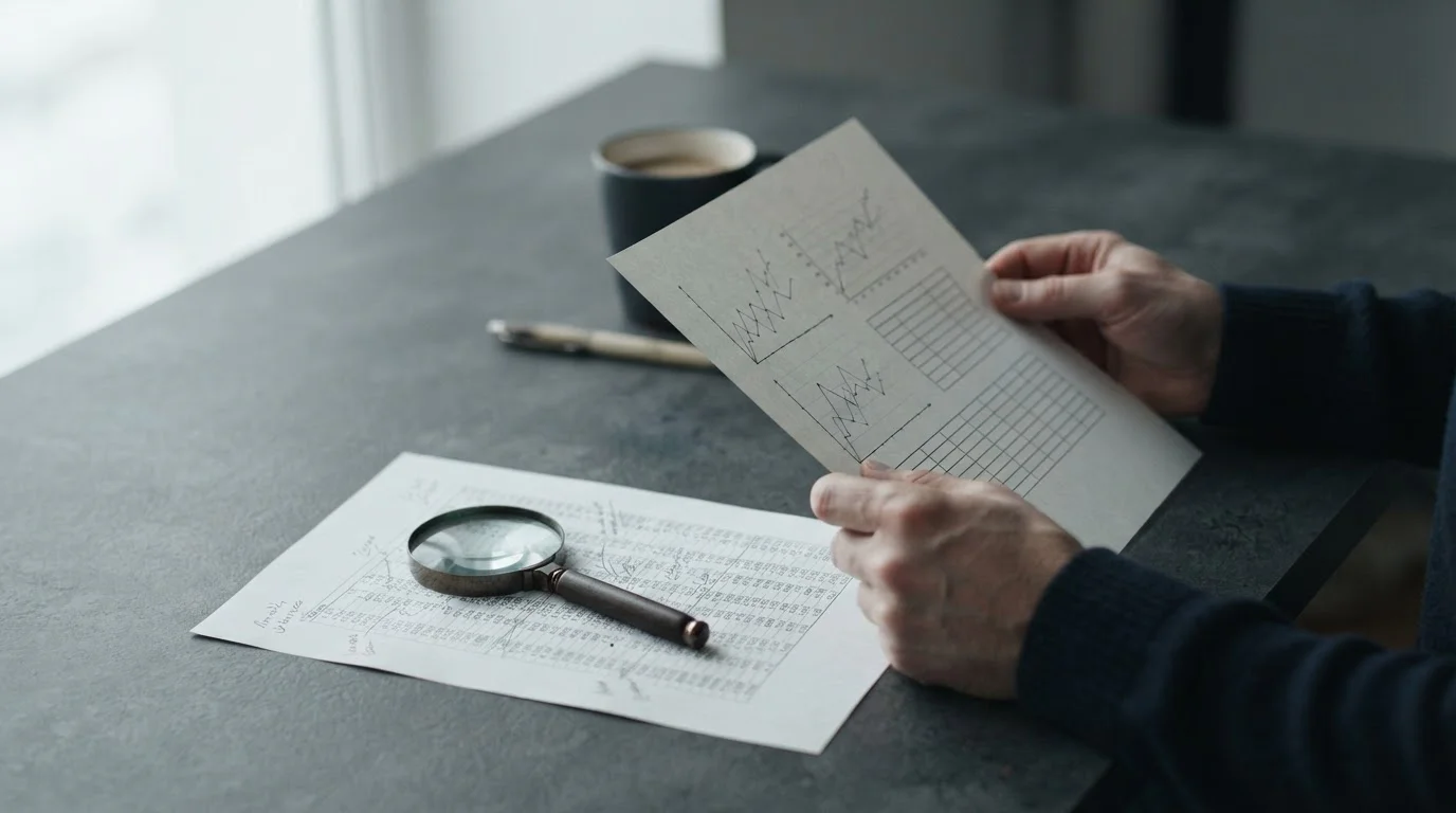 Analyse eines Track-Records mit Diagrammen und Notizen