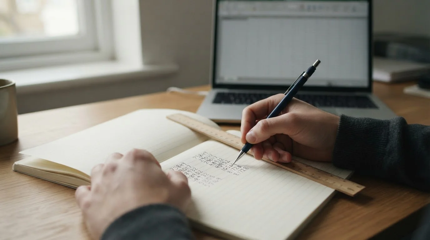 Handschriftliche Notizen zu Trefferquoten und Einsatzplanung