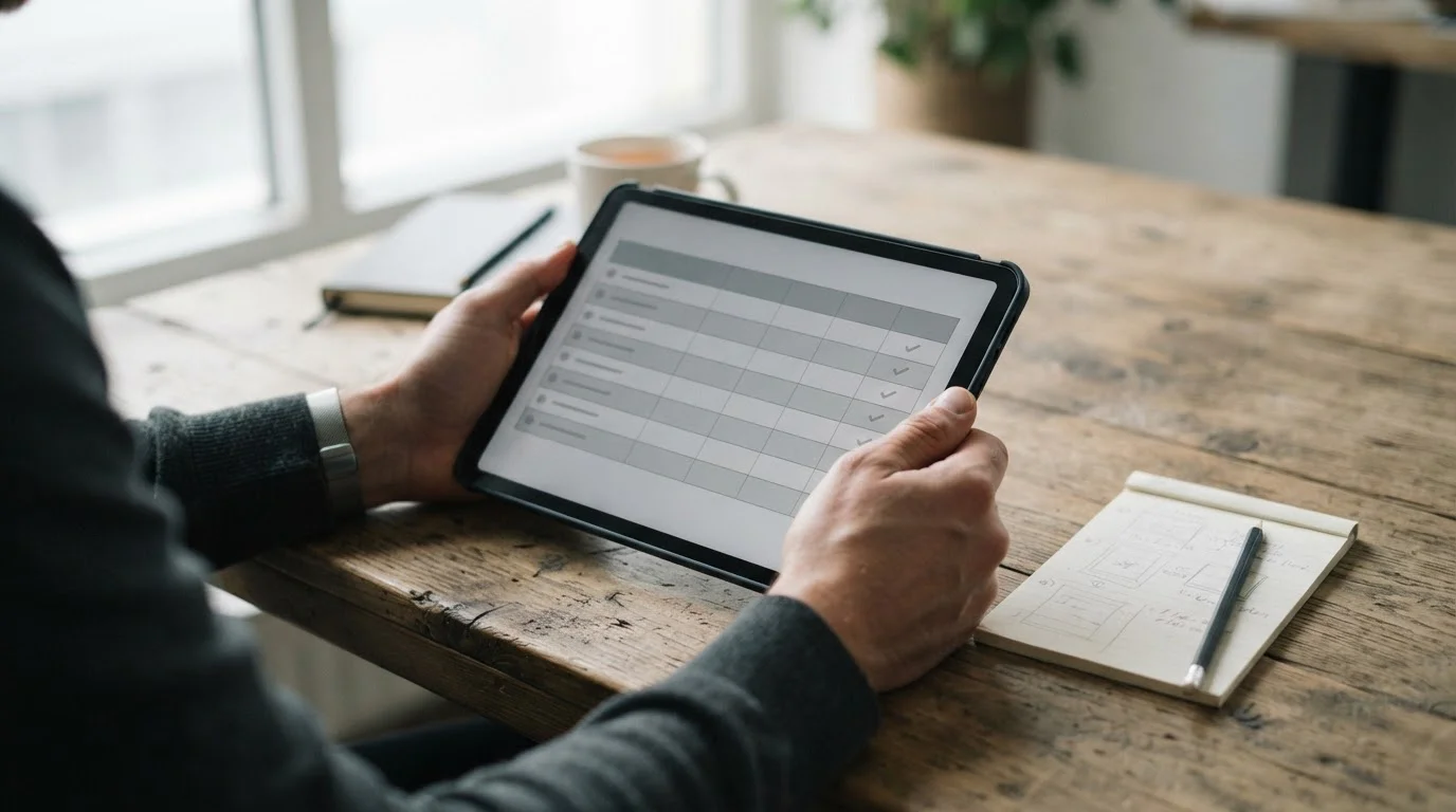 Vergleich verschiedener Anbieter-Konditionen auf einem Tablet