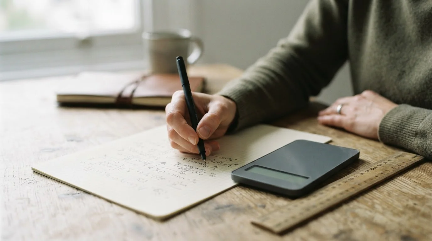 Handschriftliche Berechnung des Effekts der Wettsteuer auf verschiedene Wett-Typen